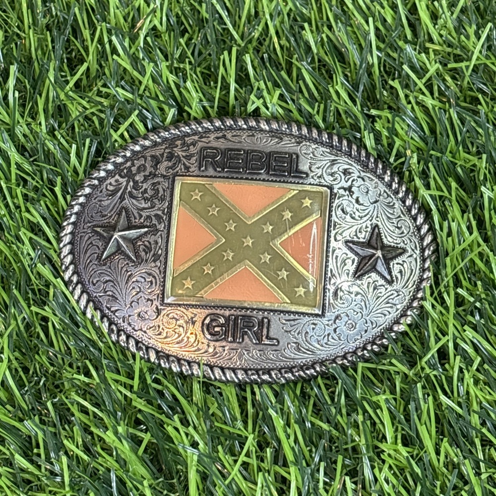 Rebel Girl Belt Buckle New Z's Buckles Western Y2K Silver Tone Metal‎